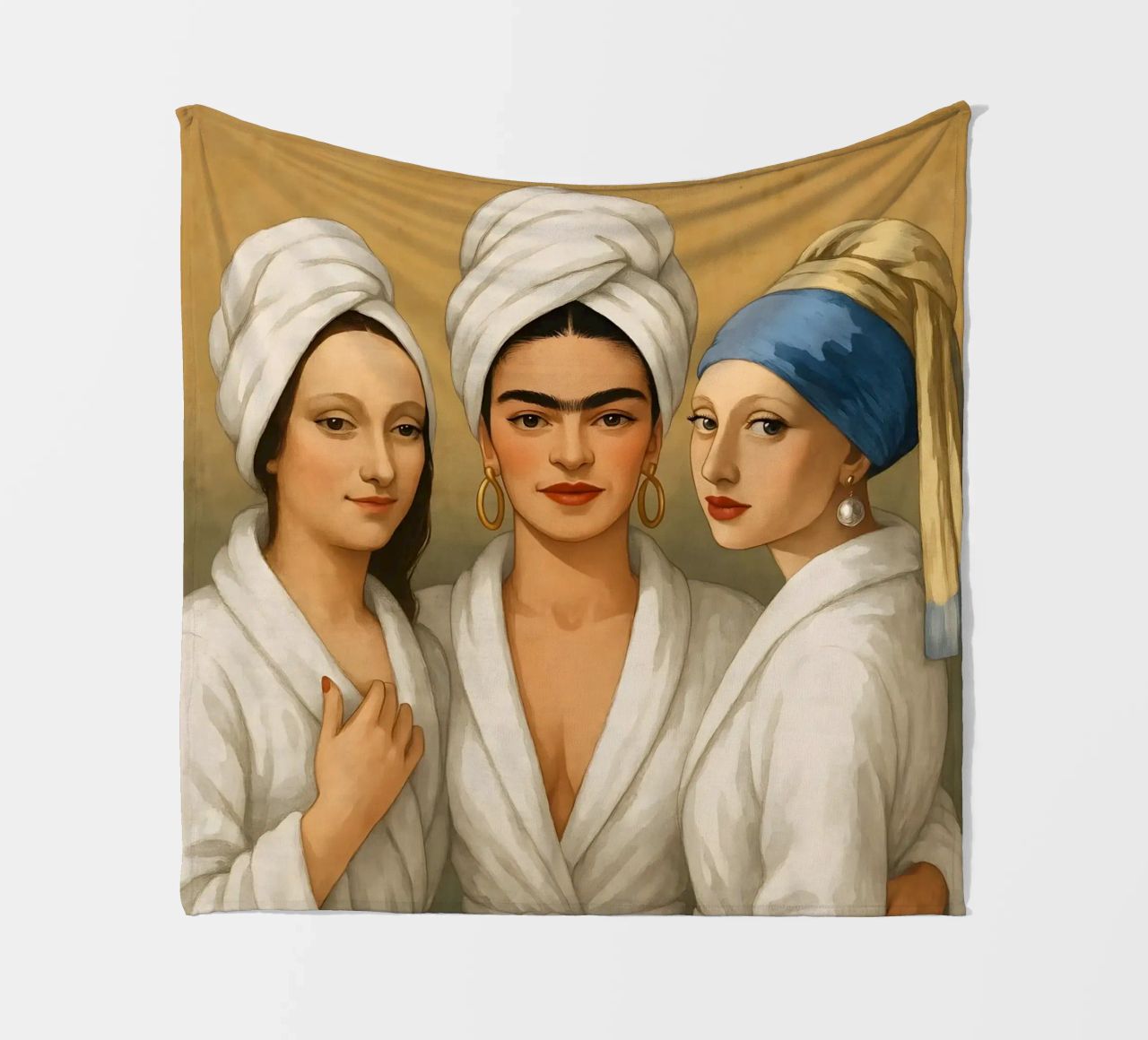 Monna Lisa Frida Kahlo Ragazza con orecchino di perla in accappatoio coperta in pile da ARTOMATIC