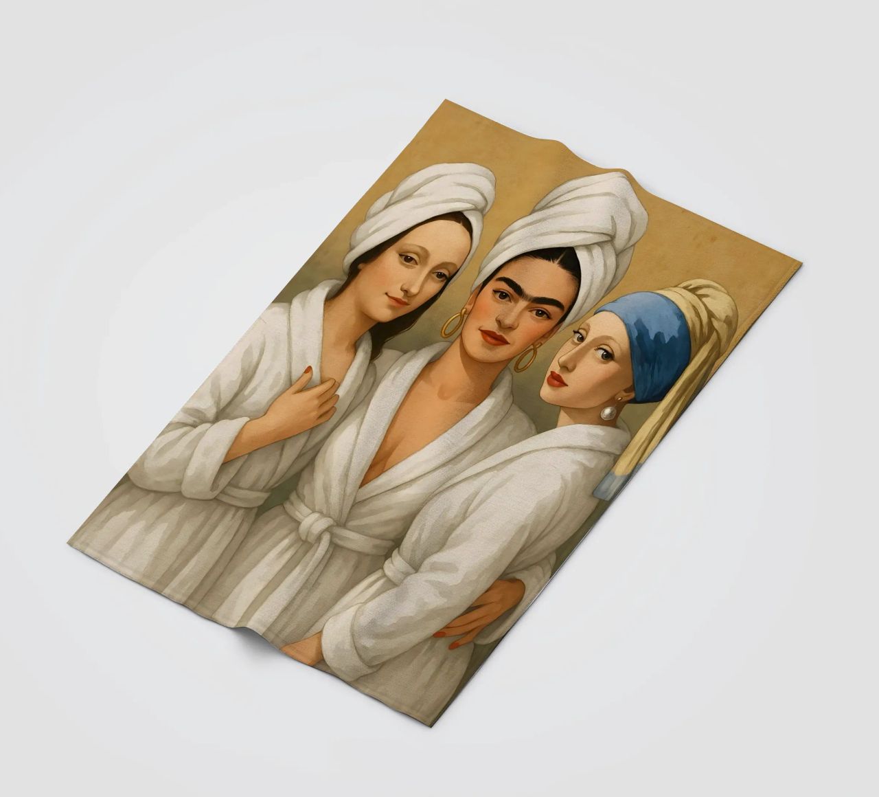 Monna Lisa Frida Kahlo Ragazza con orecchino di perla in accappatoio coperta in pile da ARTOMATIC