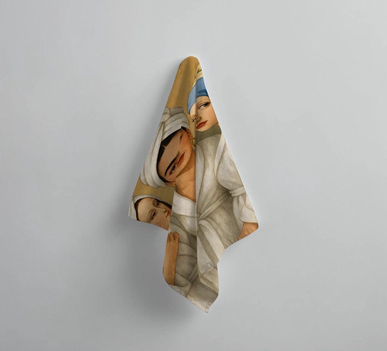 Mona Lisa Frida Kahlo Meisje Met De Oorbel Van De Parel In Badjassen badhanddoek van ARTOMATIC