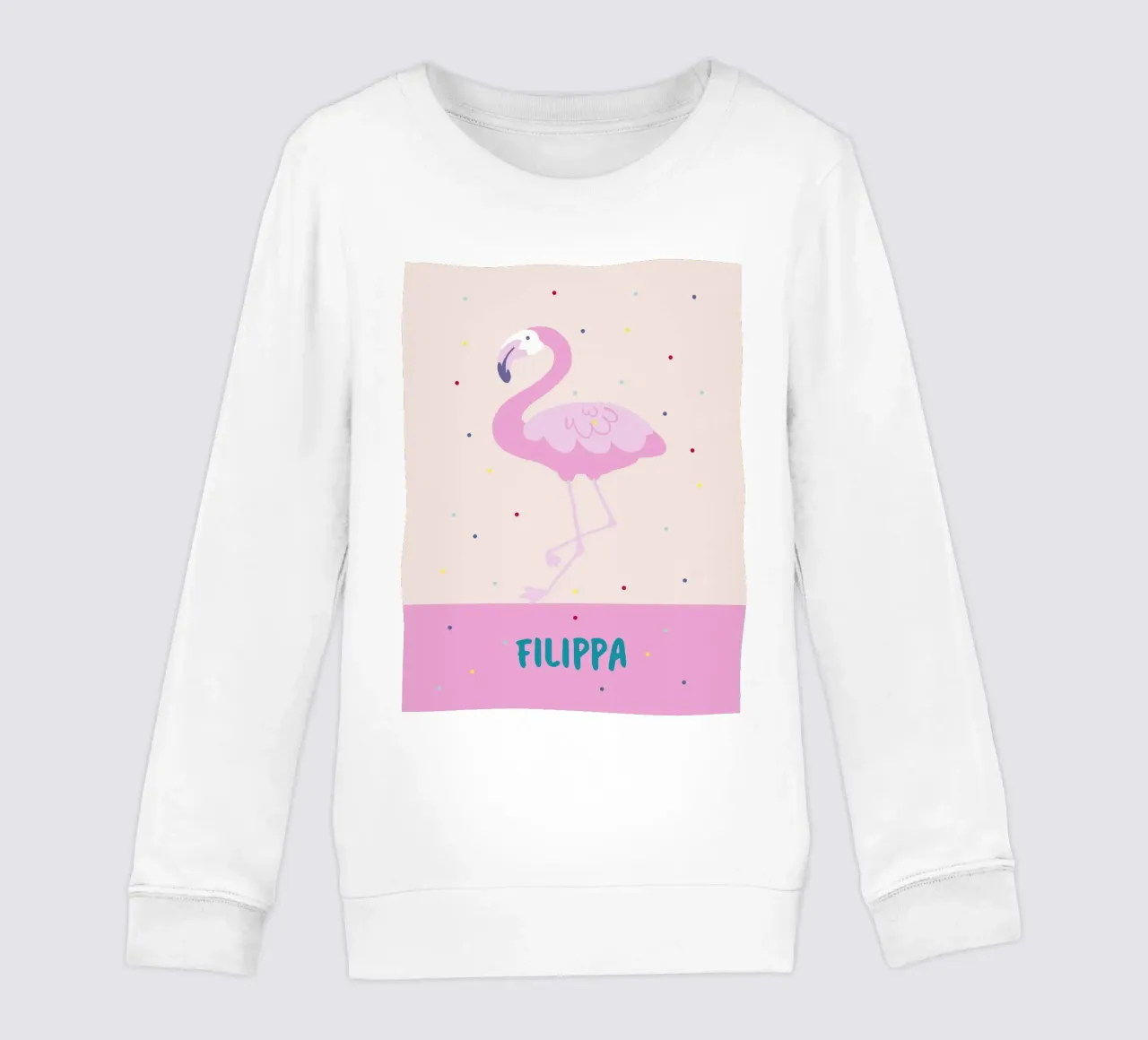 Fröhliches Namensbild mit Flamingo oder Affe felpa bambino da Ohkimiko