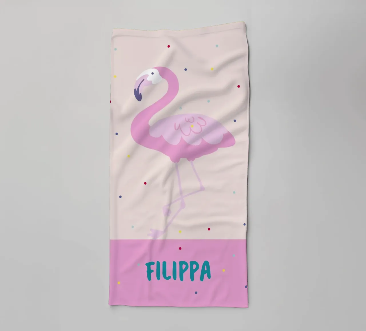 Fröhliches Namensbild mit Flamingo oder Affe asciugamano da bagno da Ohkimiko