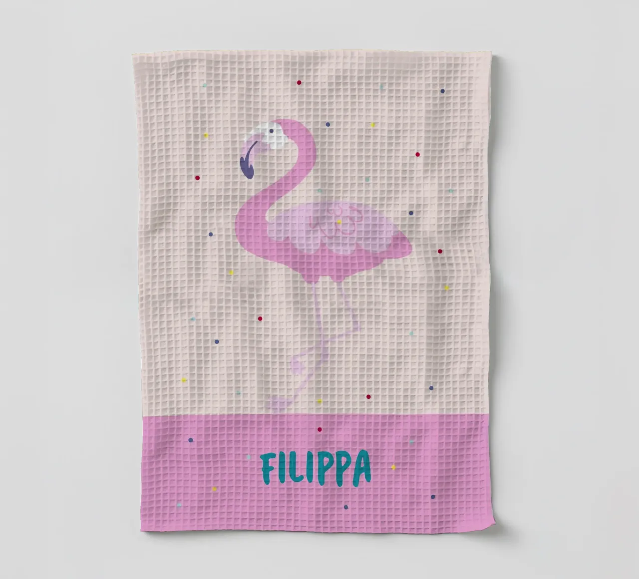 Fröhliches Namensbild mit Flamingo oder Affe canovaccio da cucina da Ohkimiko