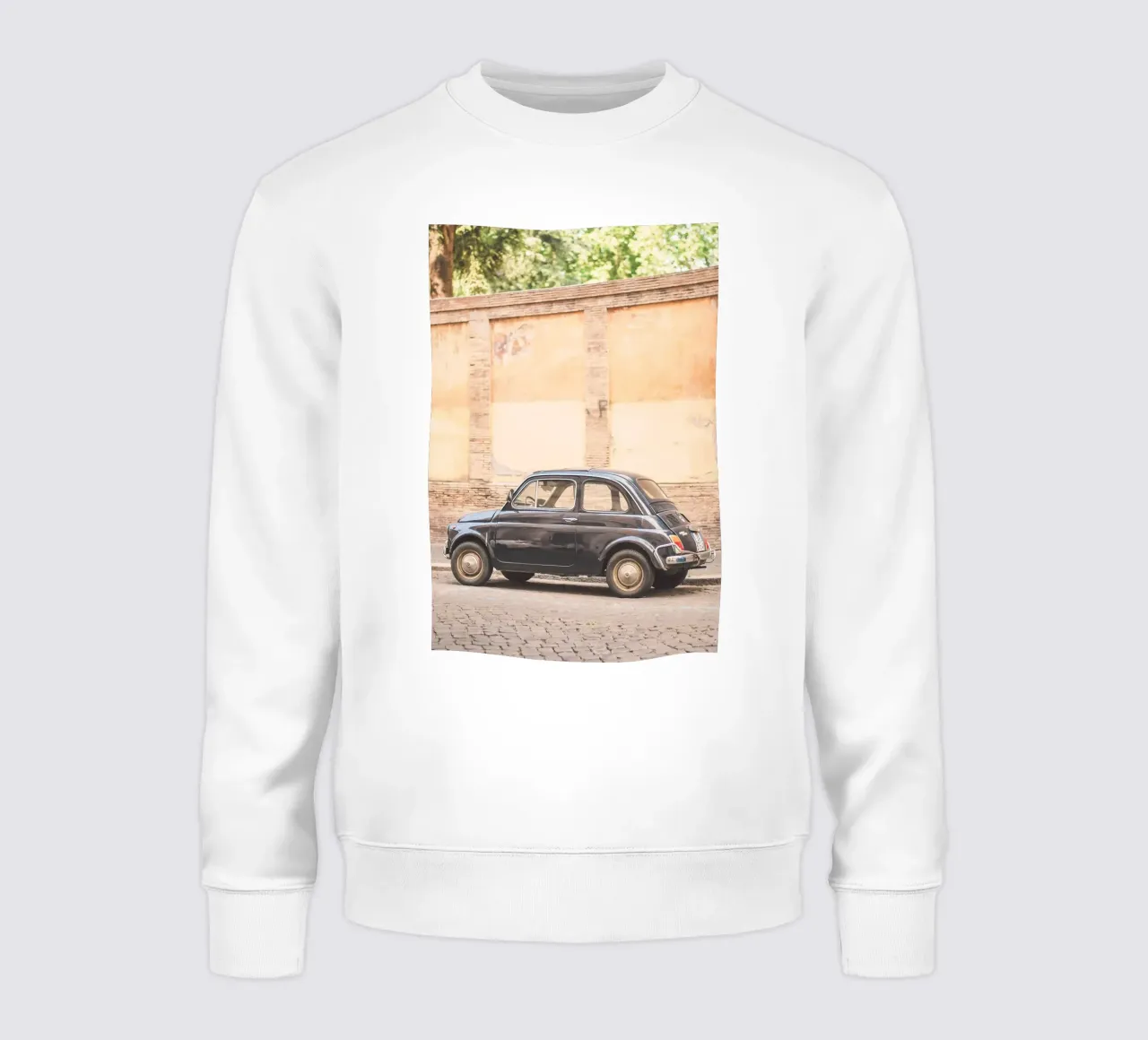 Rome, Italy I Vintage Italian car in front of a wall sweatshirt by Julie Travel Photography