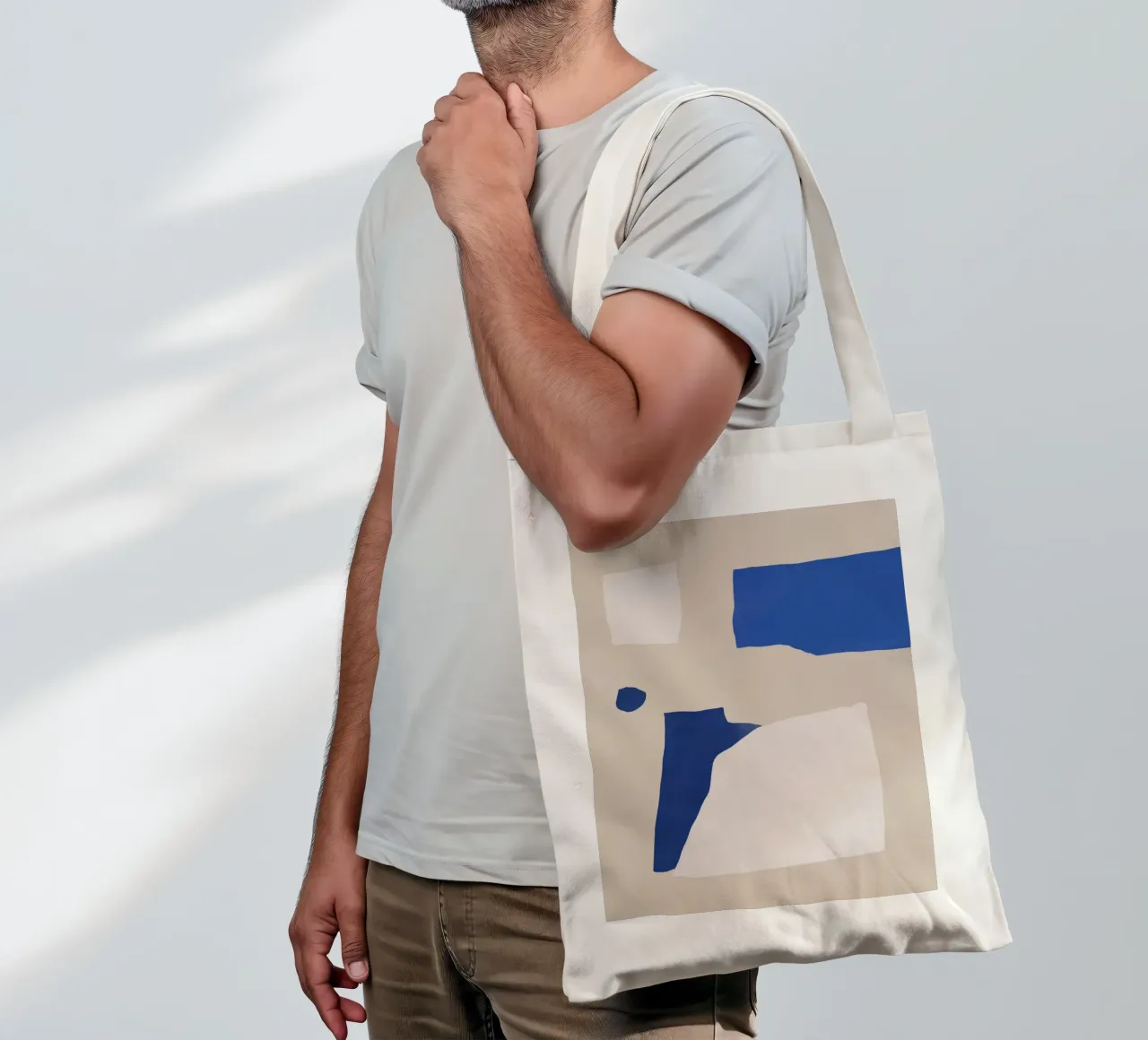 Cobalt minimal abstract tote bag by Little Dean