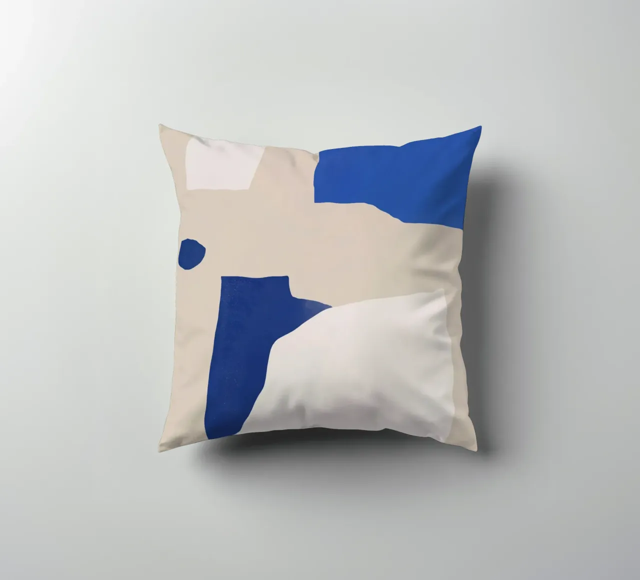 Cobalt minimal abstract decorative cushion by Little Dean