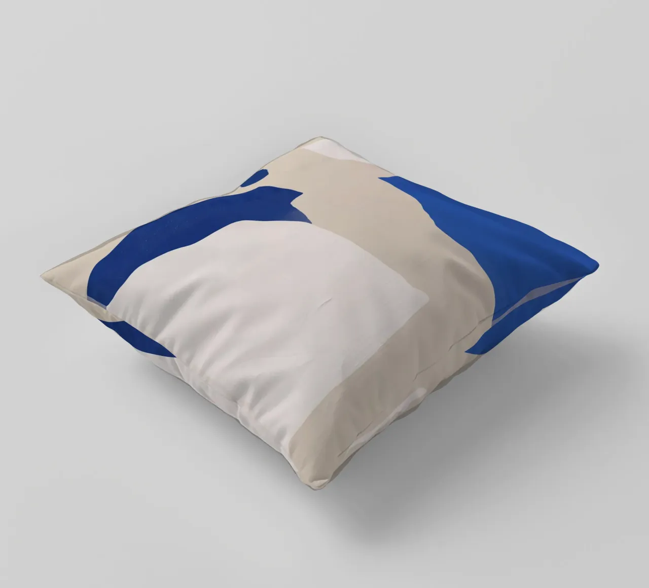 Cobalt minimal abstract decorative cushion by Little Dean