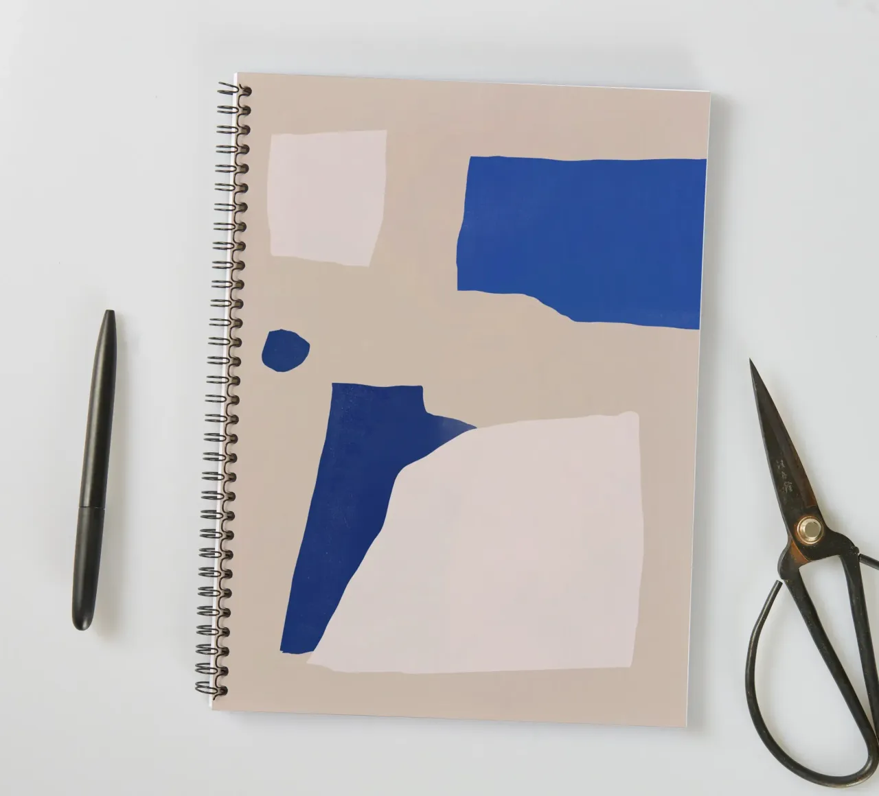 Cobalt minimal abstract spiral notebook by Little Dean