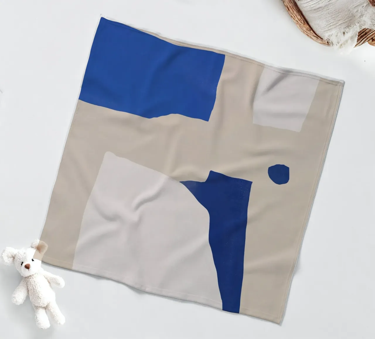 Cobalt minimal abstract fleece blanket by Little Dean