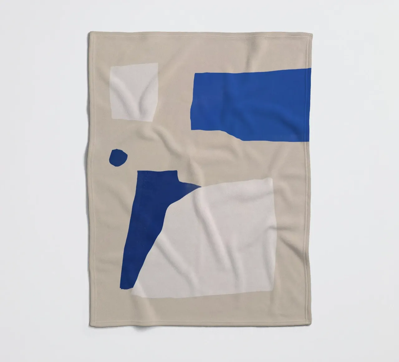 Cobalt minimal abstract fleece blanket by Little Dean