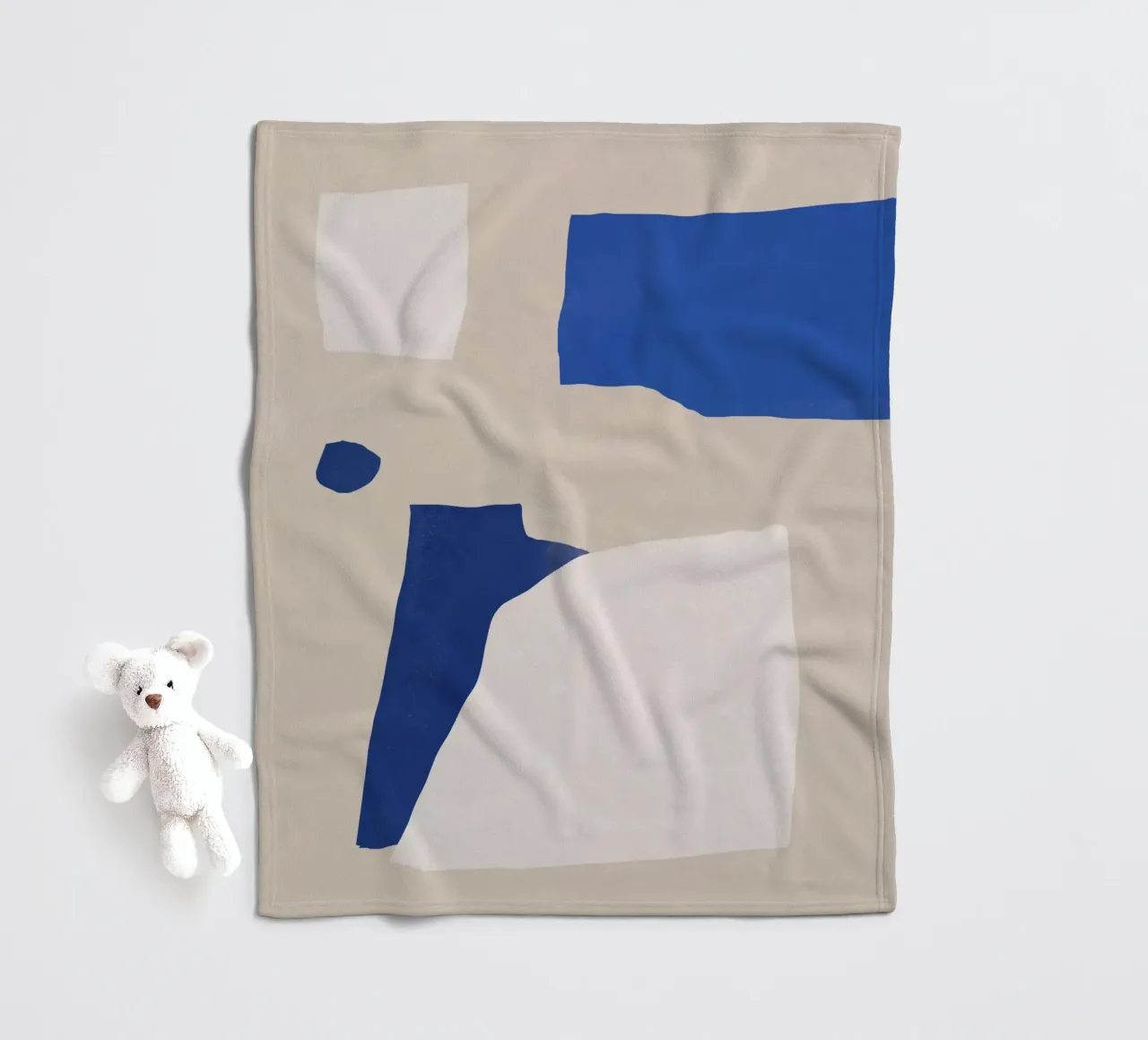 Cobalt minimal abstract fleece blanket by Little Dean