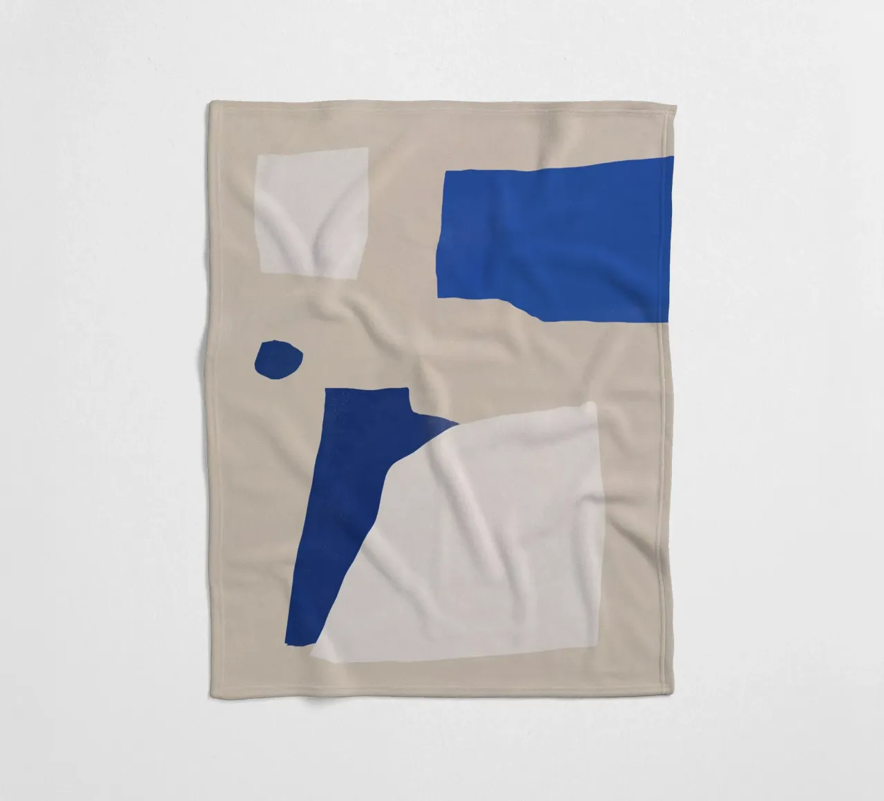 Cobalt minimal abstract fleece blanket by Little Dean