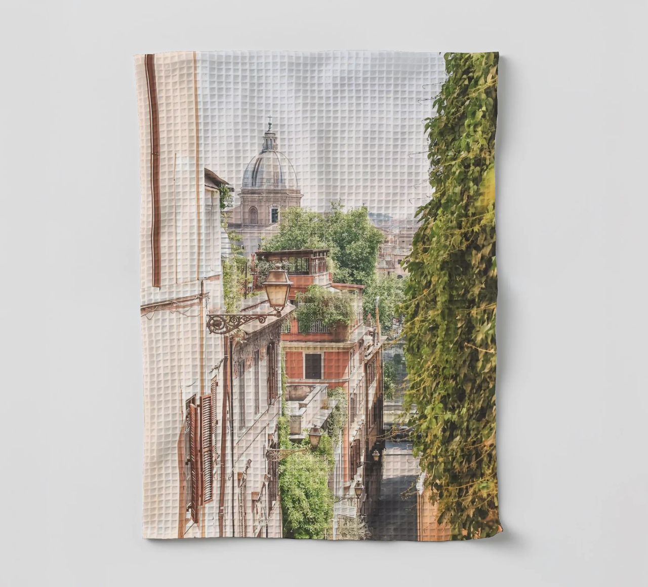 Rome, Italie I Vue panorama sur les toits depuis Trastevere torchon de Julie Travel Photography