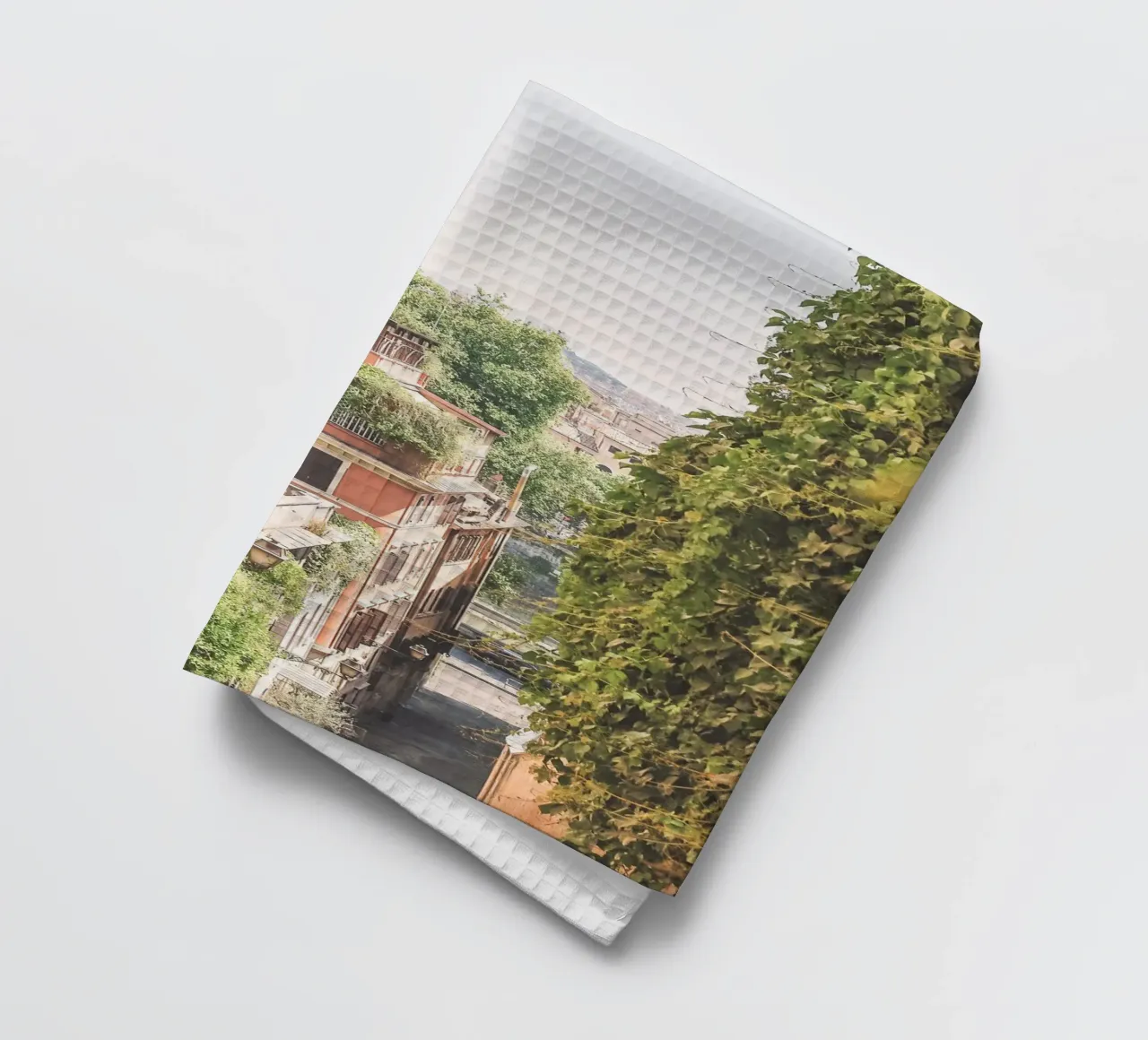 Rom, Italien I Panoramablick über die Dächer von Trastevere aus Geschirrtuch von Julie Travel Photography