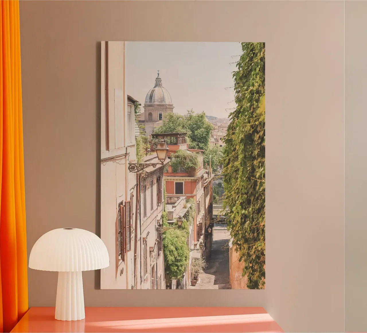 Rome, Italy I Panoramic view of the rooftops from Trastevere canvas with Floater frame by Julie Travel Photography