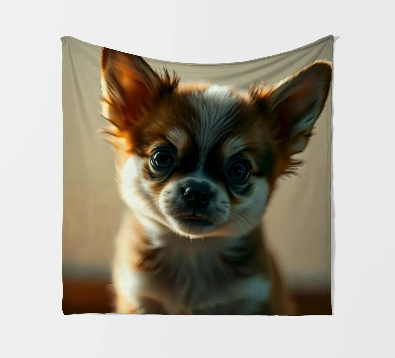 Un petit chien mignon aux grands yeux pose pour une photo douce et chaleureuse plaid polaire de DesignDoodle