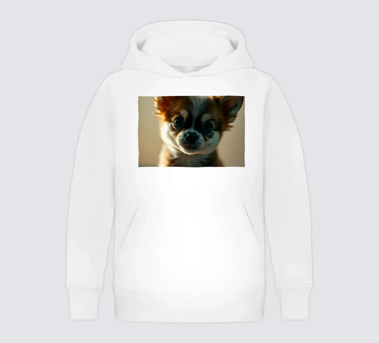 Un petit chien mignon aux grands yeux pose pour une photo douce et chaleureuse sweat à capuche enfant de DesignDoodle