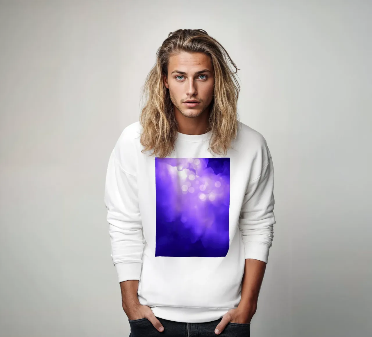 Abstract purple background with soft glowing dots sweatshirt by DesignDoodle
