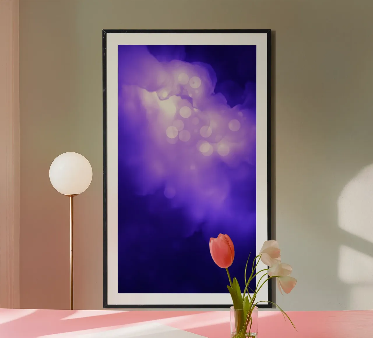 Abstract purple background with soft glowing dots hahnemühle by DesignDoodle