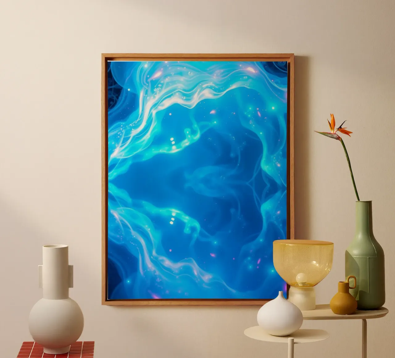 Levendig blauw abstract ontspannend ontwerp visuele aantrekkingskracht canvas van DesignDoodle