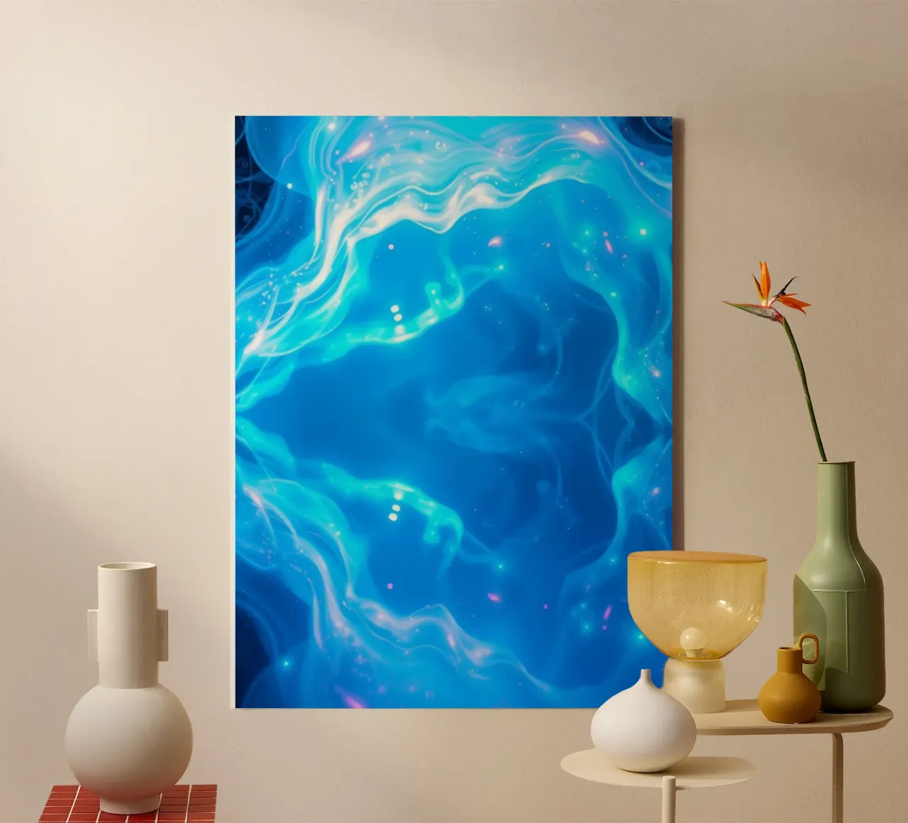 Levendig blauw abstract ontspannend ontwerp visuele aantrekkingskracht canvas van DesignDoodle