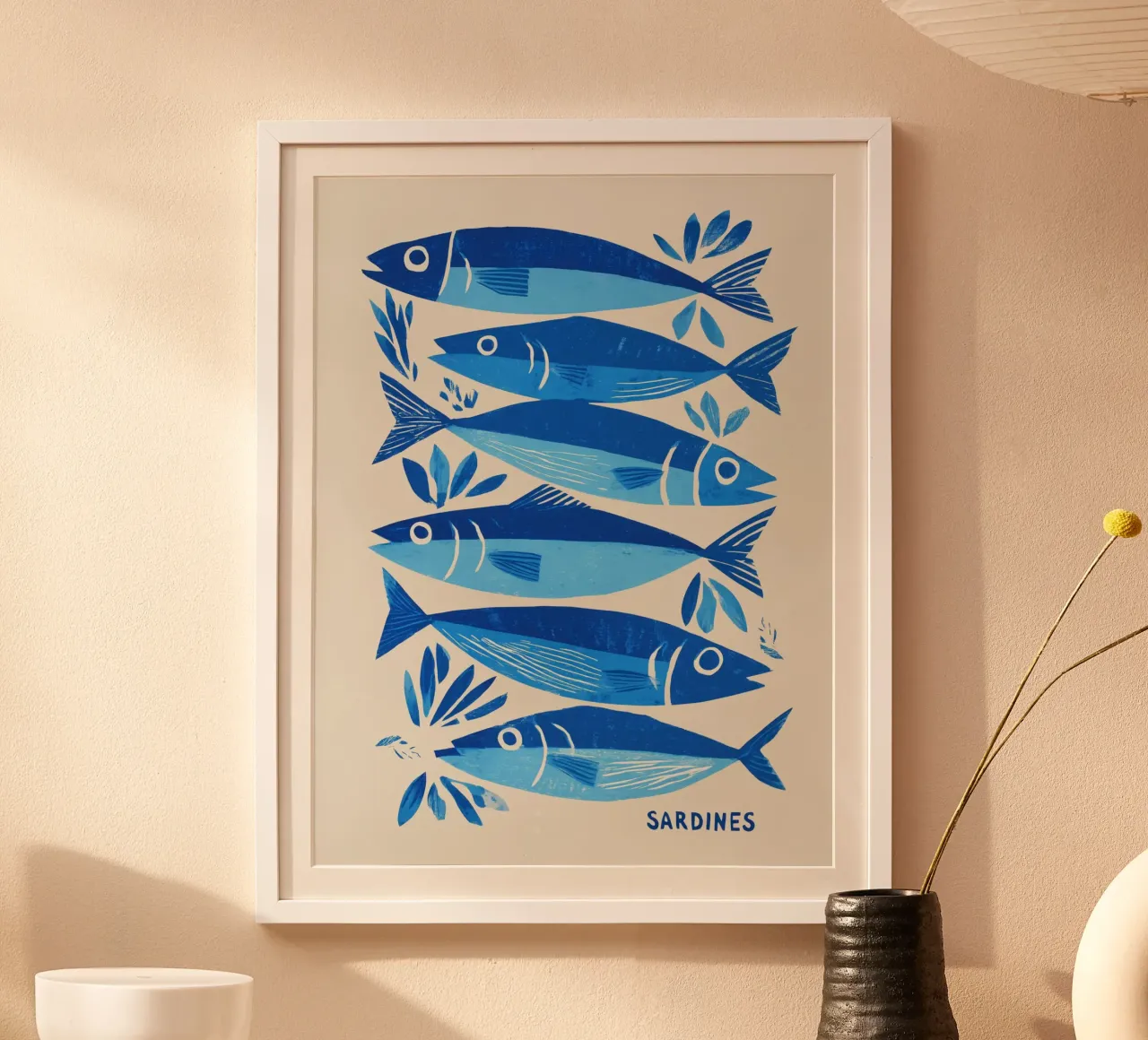 Sarde blu portoghesi | Disegno in cucina poster con telaio in alluminio da Autofocus