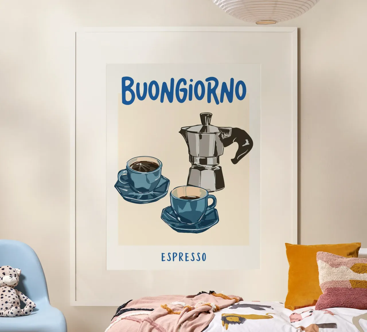 Buongiorno Espresso poster con telaio in alluminio da EDMPROJECT