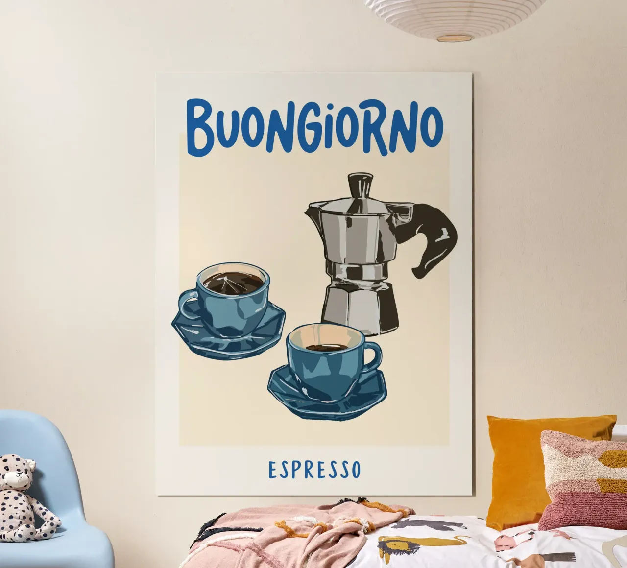 Buongiorno Espresso poster con telaio in alluminio da EDMPROJECT