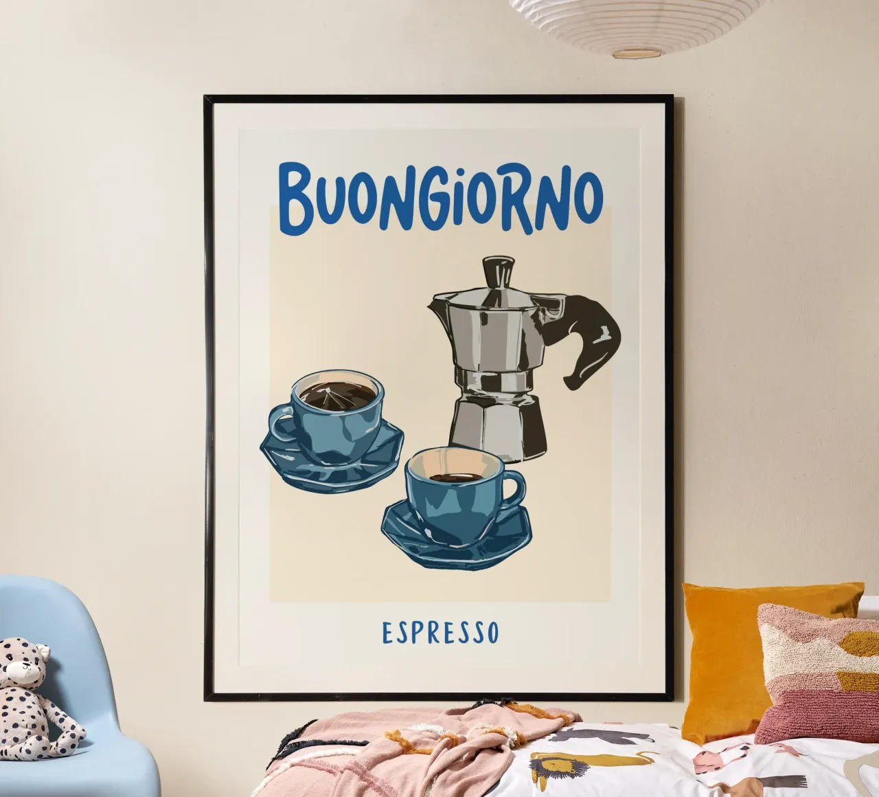 Buongiorno Espresso poster con telaio in alluminio da EDMPROJECT