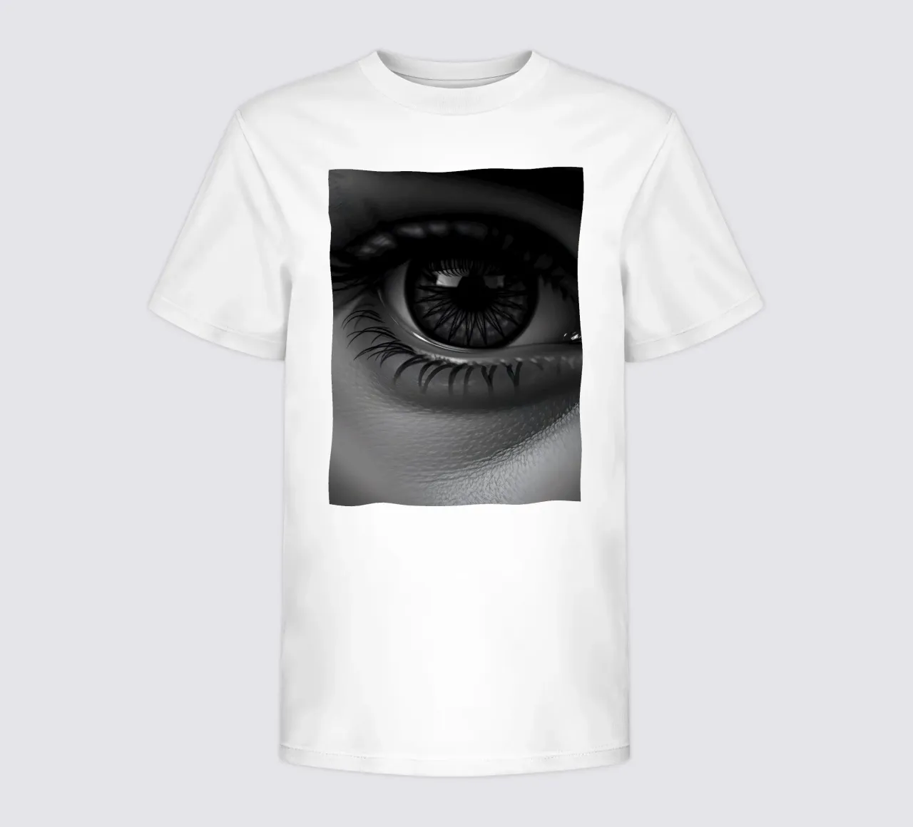 Tiefschwarze und weiße Augen-Nahaufnahme mit detaillierten Wimpern Kinder T-Shirt von DesignDoodle