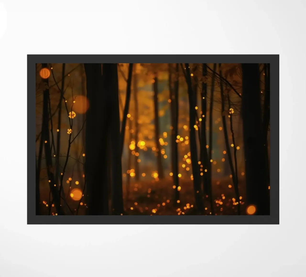 Magical forest filled with glowing fireflies at dusk doormat by DesignDoodle