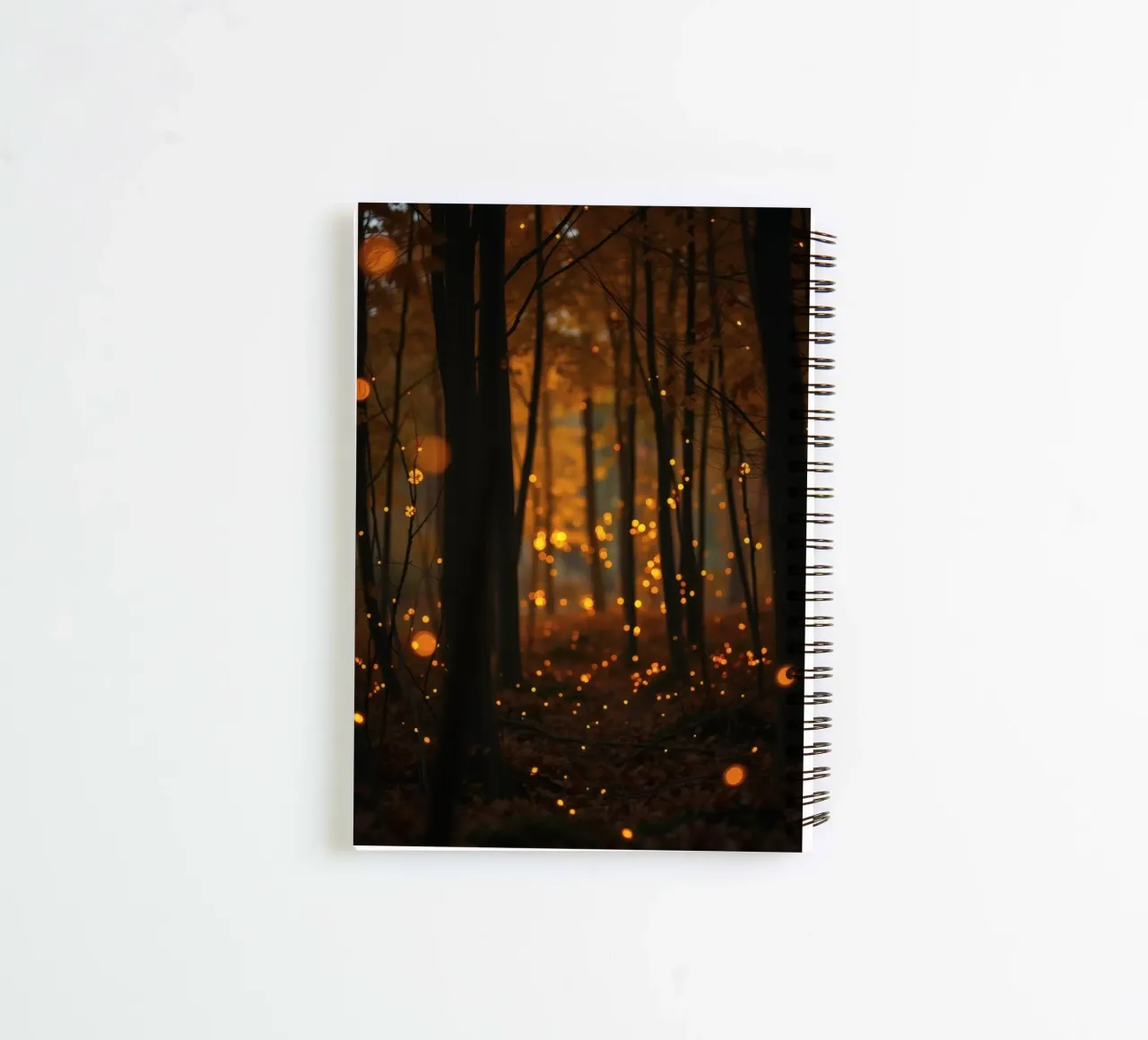 Magical forest filled with glowing fireflies at dusk spiral notebook by DesignDoodle
