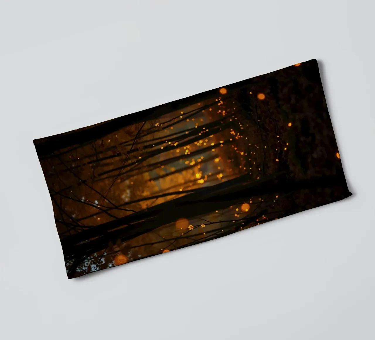 Magical forest filled with glowing fireflies at dusk towel by DesignDoodle