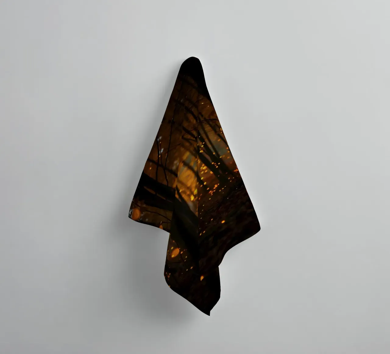 Magical forest filled with glowing fireflies at dusk towel by DesignDoodle