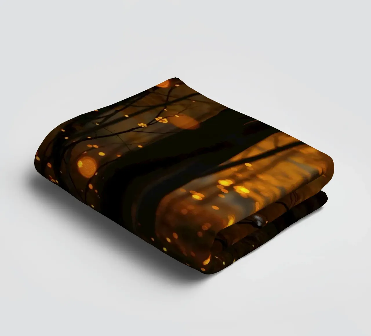 Magical forest filled with glowing fireflies at dusk towel by DesignDoodle
