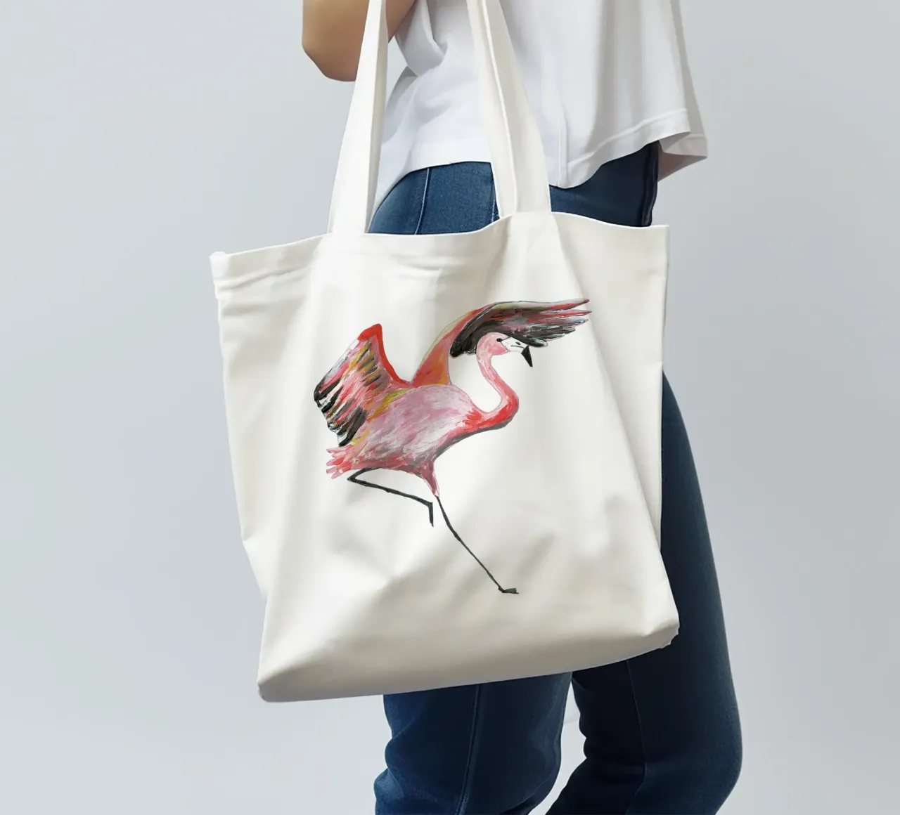 Flamingo borsa in juta da Femke Zwaan