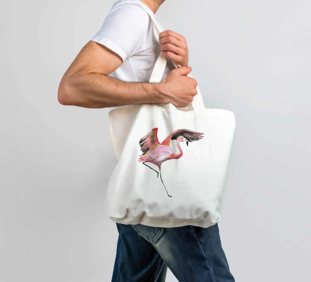 Flamingo borsa in juta da Femke Zwaan