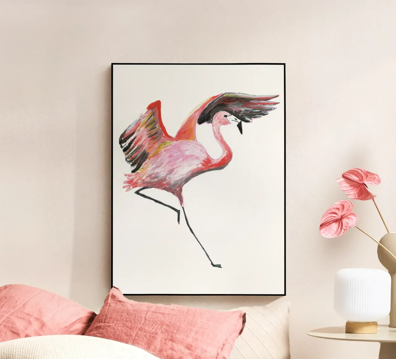 Flamingo acrylic glass by Femke Zwaan