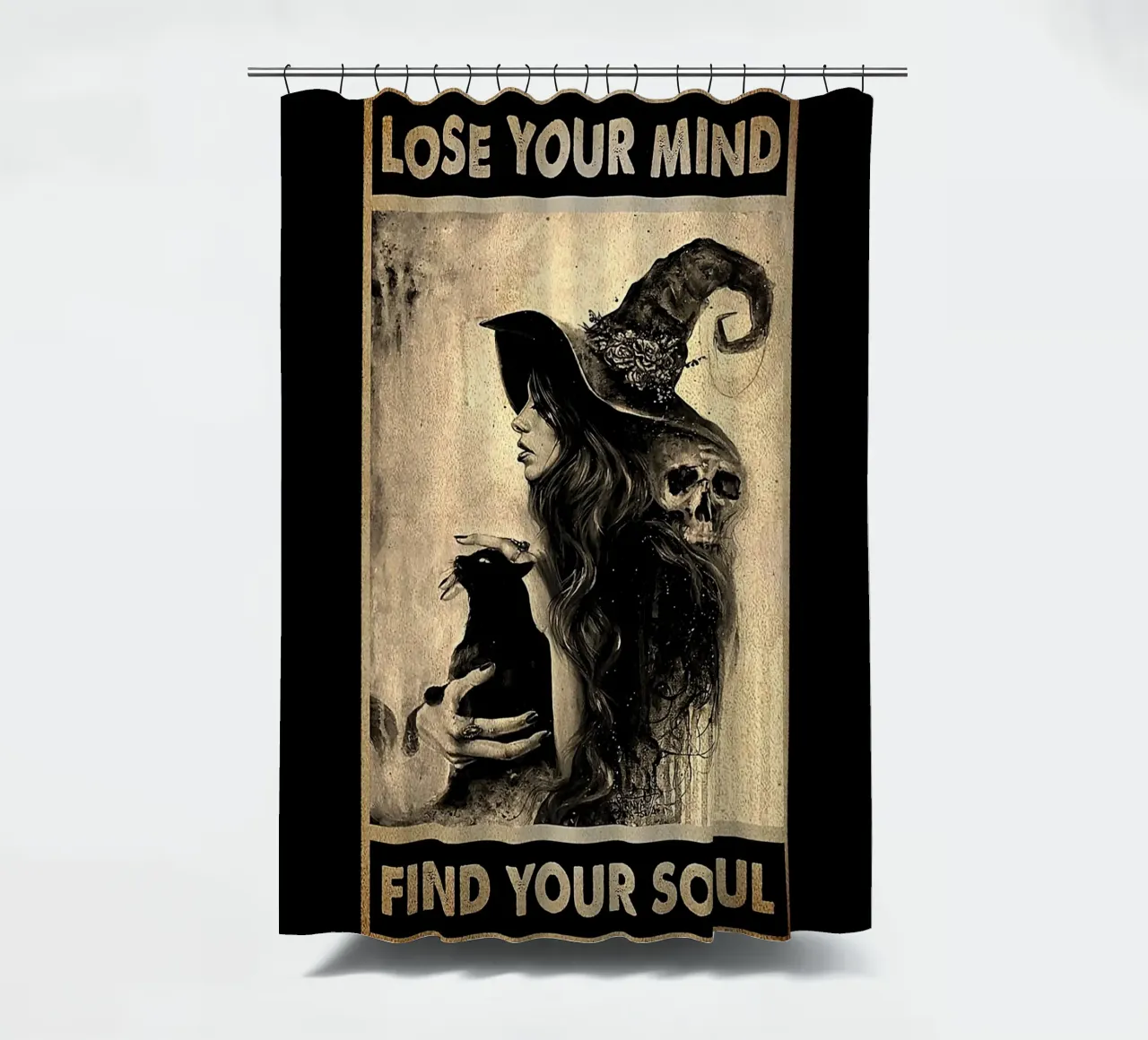 Cat Black And Witch – Lose Your Mind, Find Your Soul shower curtain by Aaronshop