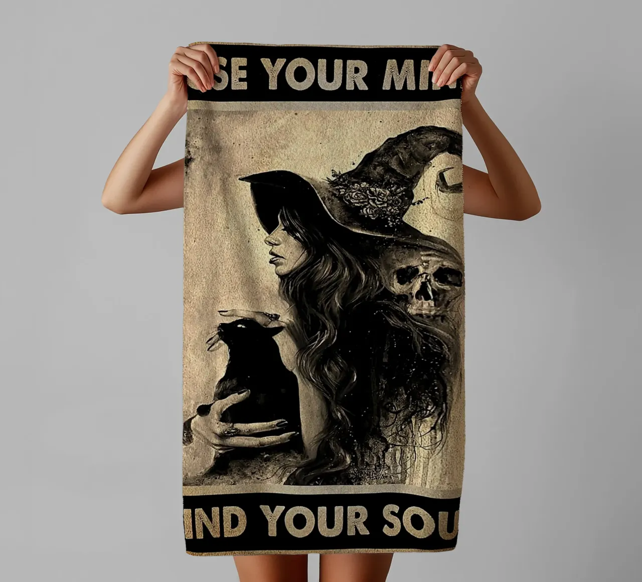 Cat Black e Witch - Perdi la tua mente, trova la tua anima asciugamano da bagno da Aaronshop
