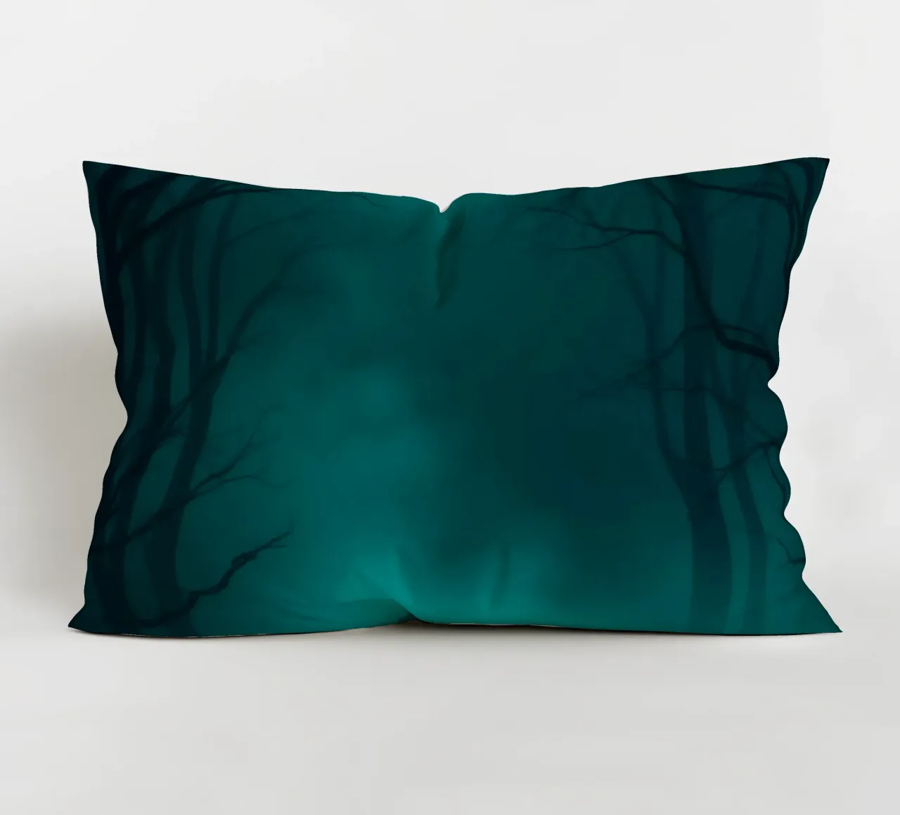 Mysterious forest backdrop with ethereal lighting decorative cushion by DesignDoodle