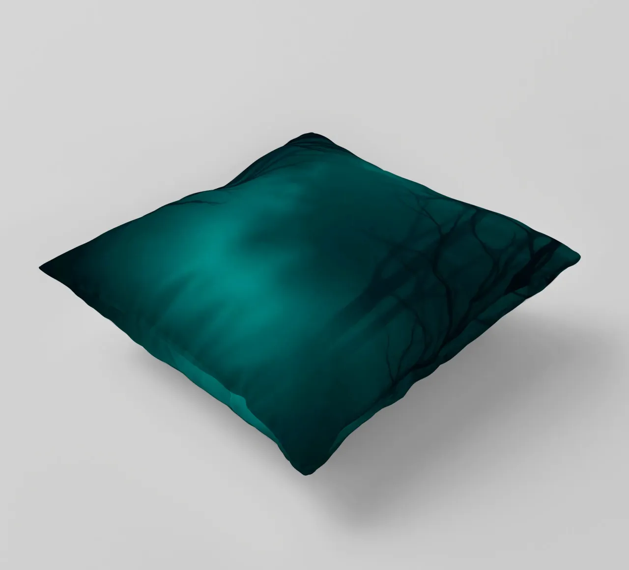 Mysterious forest backdrop with ethereal lighting decorative cushion by DesignDoodle