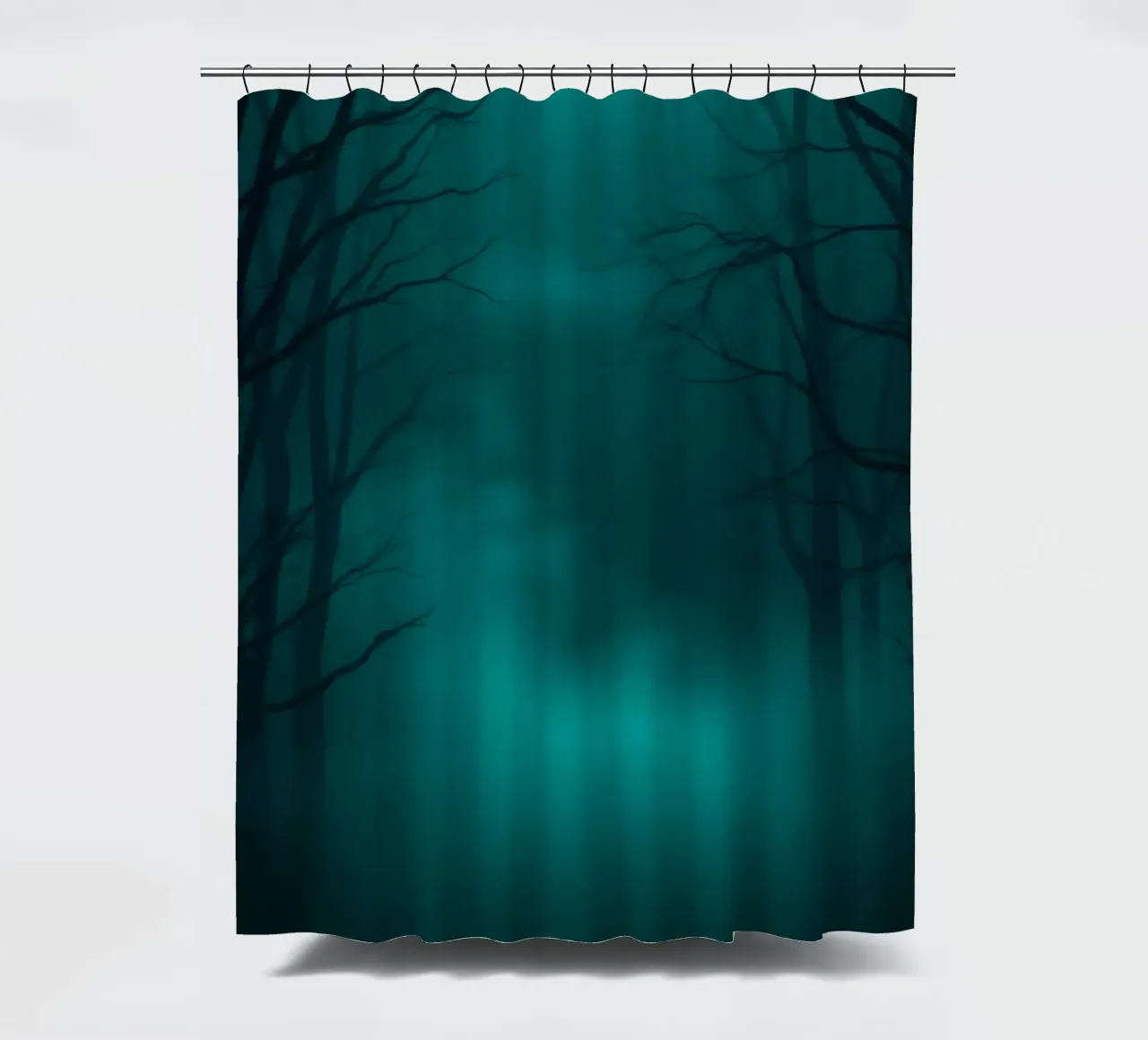 Mysterious forest backdrop with ethereal lighting shower curtain by DesignDoodle