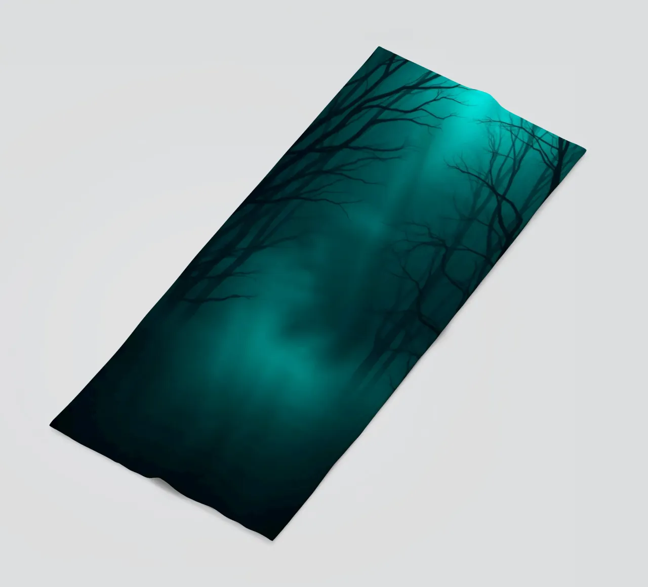 Mysterious forest backdrop with ethereal lighting beach towel by DesignDoodle