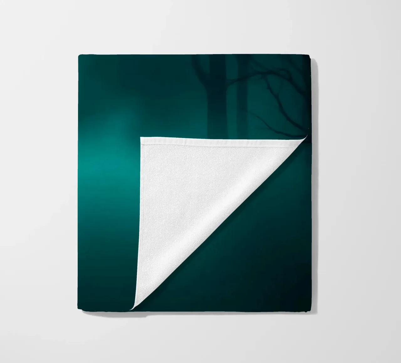 Mysterious forest backdrop with ethereal lighting beach towel by DesignDoodle