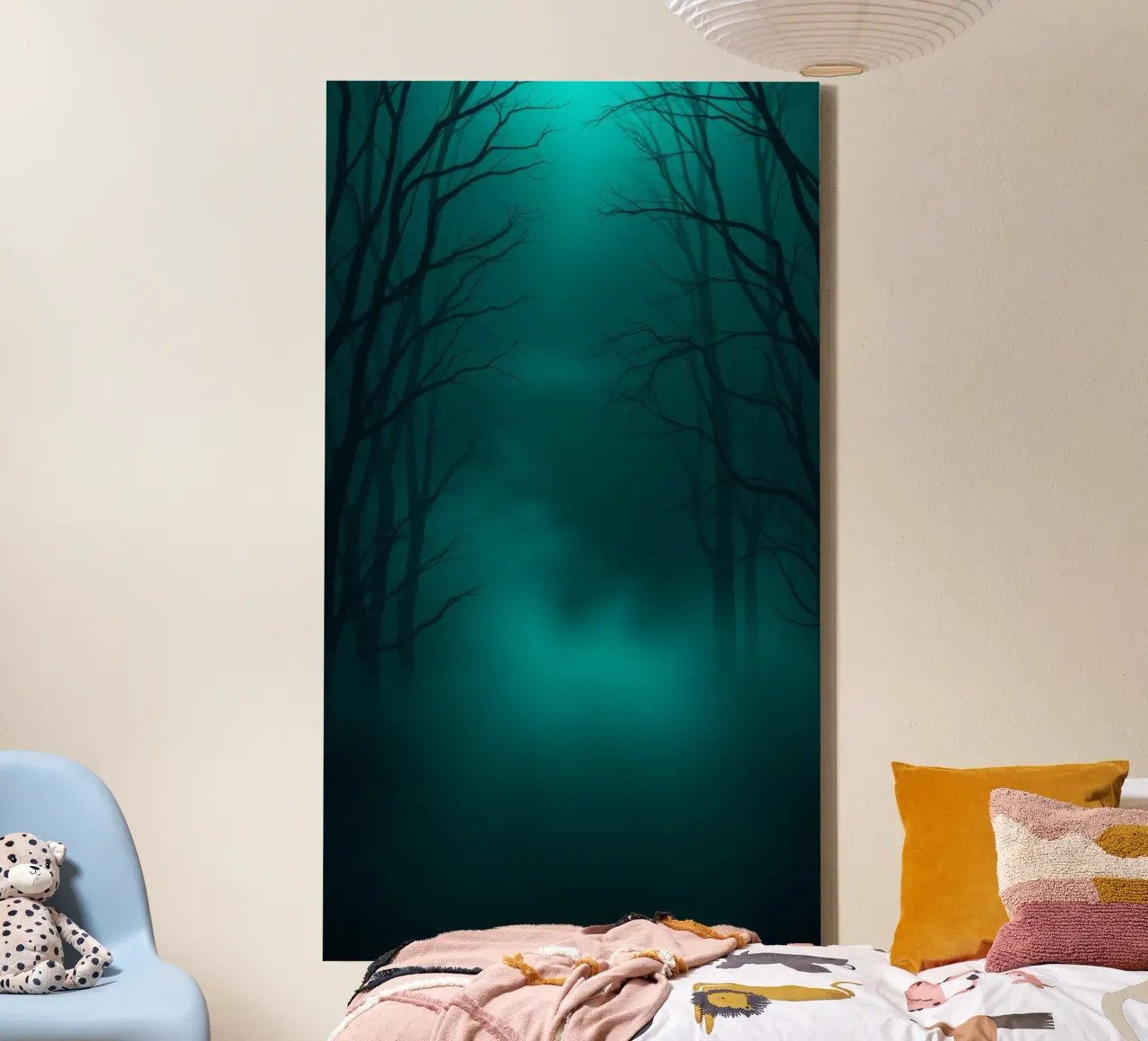 Mysterious forest backdrop with ethereal lighting canvas by DesignDoodle