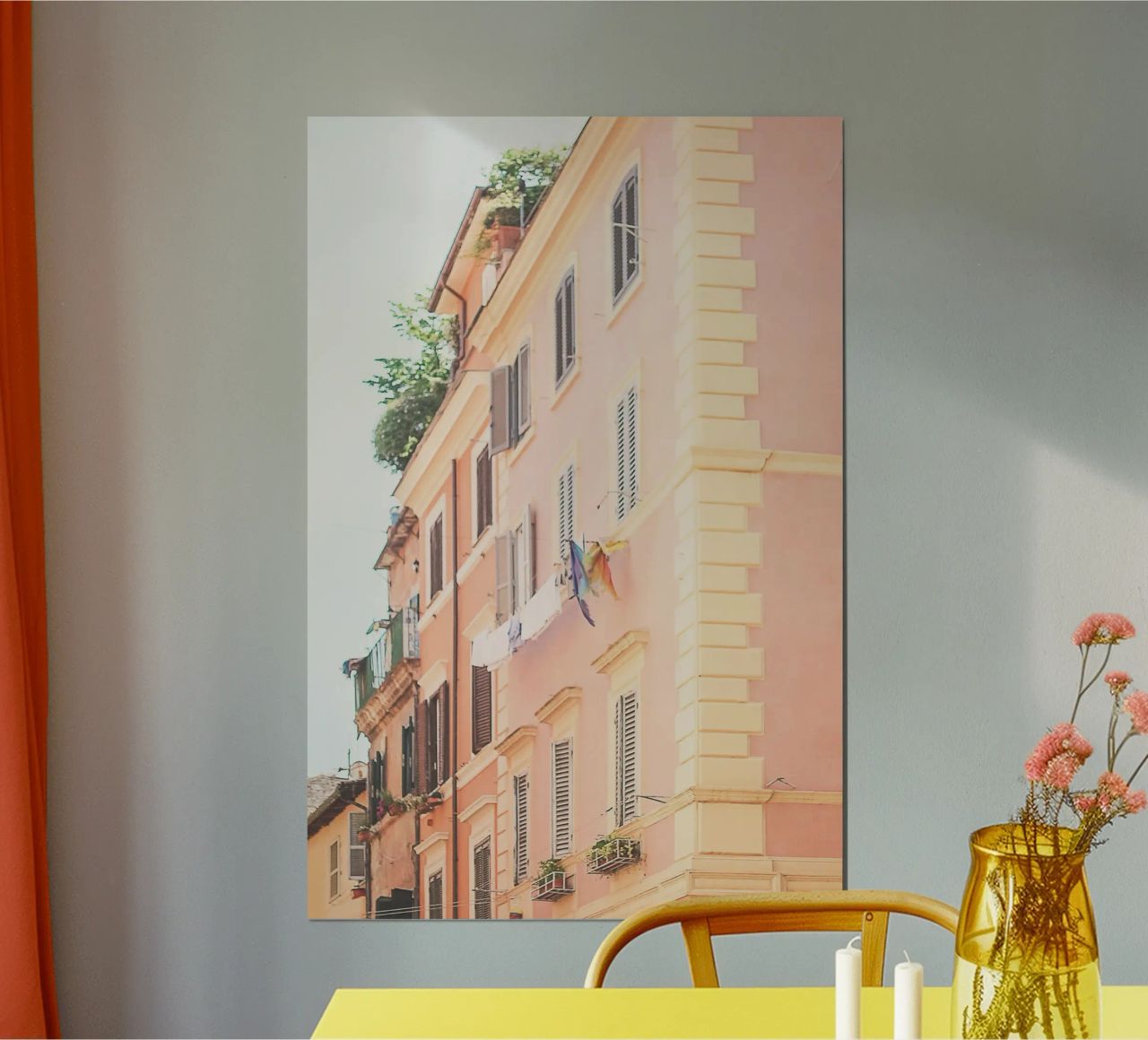 Rome, Italie I Architecture de façade pastel rose et orange poster de Julie Travel Photography