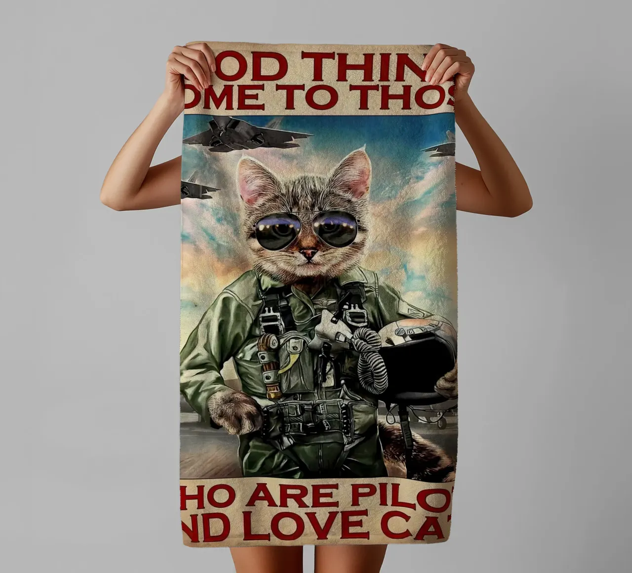 Le cose belle arrivano a coloro che sono piloti e amano i gatti asciugamano da bagno da Aaronshop
