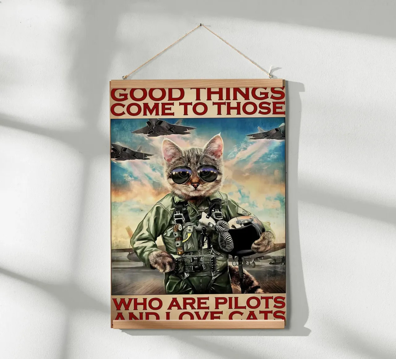 Le cose belle arrivano a coloro che sono piloti e amano i gatti poster da Aaronshop
