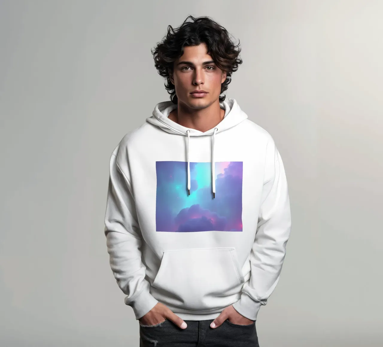 Nuvole astratte e sognanti in una vivace tavolozza di colori felpa con cappuccio da DesignDoodle