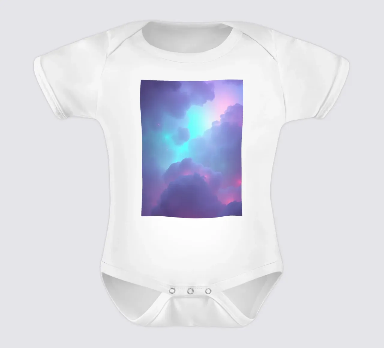 Dreamy abstract clouds in a vibrant color palette short-sleeve baby romper by DesignDoodle